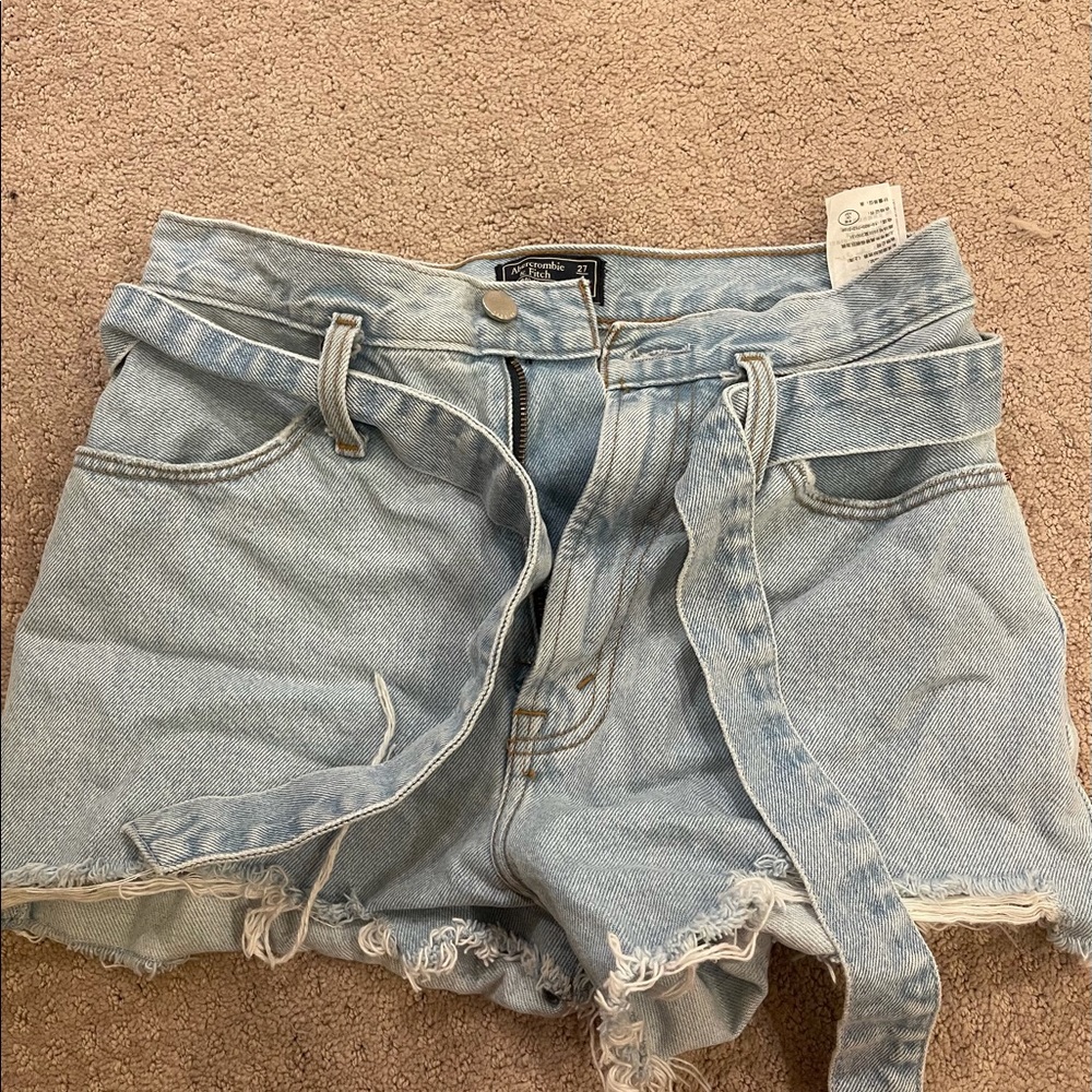 tie front jean shorts